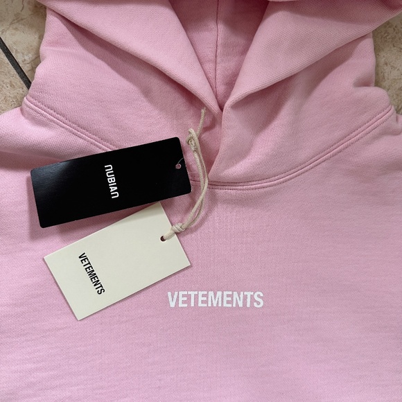 Vetements Baby Pink Logo Print Hoodie - Picture 2 of 5